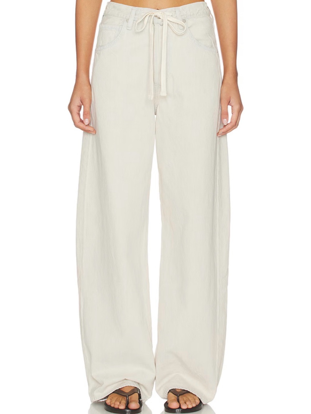 Citizens Of Humanity Wide-Leg Drawstring Pants in Cream